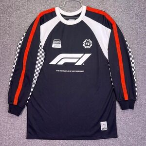 F1 Racing Jersey Mens Small Black Checkered Long Sleeve Sporty Formula 1 Shirt